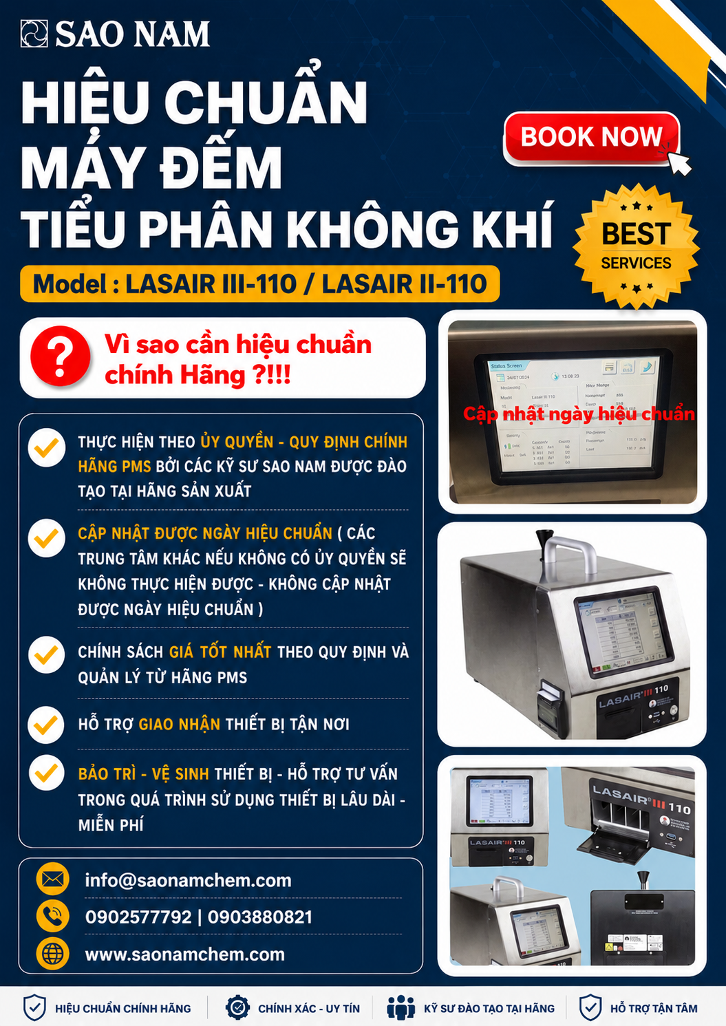Hiệu chuẩn máy đếm hạt tiểu phân LASAIR III-110 